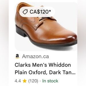 Clark’s WHIDDON PLAIN, men shoes, Oxford,leather,dark tan ,8W,comfort, office